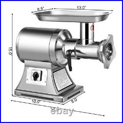 1.5HP 1100W Electric Commercial Meat Grinder Heavy Duty Stainless Steel 550LB/h