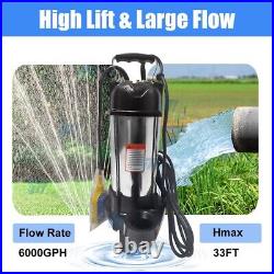 1.5HP 110V Sewage Grinder Sump Pump WithFloat Heavy Duty Stainless Steel 6000GPH