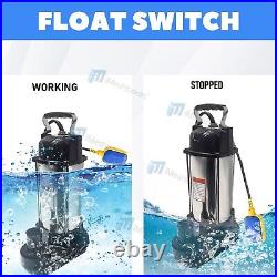 1.5HP 110V Sewage Grinder Sump Pump WithFloat Heavy Duty Stainless Steel 6000GPH