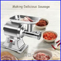 1100W Commercial Stainless Steel Electric Meat Grinder Heavy Duty #22 Small Bone