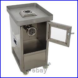 110V Stainless Steel Meat Grinder 8mm Plate with Trays & Wheels 400kg/h