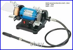 120W Mini Bench Grinder c/w 3 Aluminium Stainless Steel Metal Polishing Kit