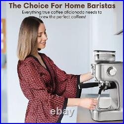 20 Bar Espresso Machine with Grinder and Milk Frother All in One Machine Sliver
