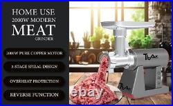 2000w Max Watt 2 Blades Plates Electric Meat Metallic Grinder & Sausage Stuffer