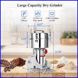 2500G Electric Coffee Grinder Grain Mill Stainless Steel Big Hopper Kitchen