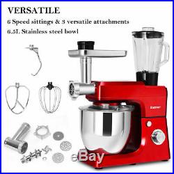3 In 1 Upgraded Stand Mixer with 7QT Stainless Steel Bowl Meat Grinder Blender