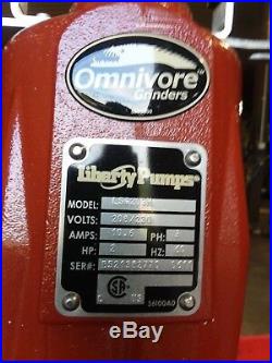 3 Phase Grinder Pump, LIBERTY mod# LSG203M, 2 HP, 208-230 V Omnivore Grinders