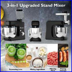 3 in 1 Functional Black Stand Mixer 6 Speed Meat Grinder Blender Sausage Stuffer