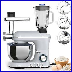3 in 1 Stand Mixer Tilt-Head with7QT Bowl 6 Speed 850W Meat Grinder Blender Silver