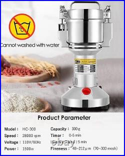 300g Grain Mill Grinder Safety Upgraded Spice Grinder Stainless Steel Machine