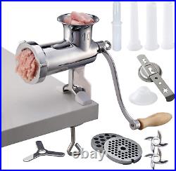 304 Stainless Steel Heavy Duty Manual Meat Grinder #10 Clamp-On Hand Grinder wit