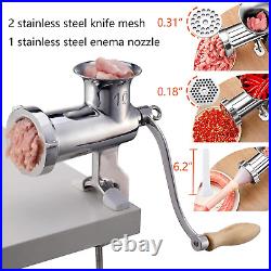 304 Stainless Steel Heavy Duty Manual Meat Grinder #10 Clamp-On Hand Grinder wit