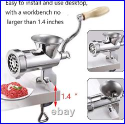 304 Stainless Steel Heavy Duty Manual Meat Grinder #10 Clamp-On Hand Grinder wit