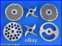 #32 9 pc COMBO Meat Grinder Grinding plate disc knife & Sausage stuffer tube