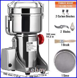 3750W High-Speed Commercial Spice Grinders, Stainless Steel Swing