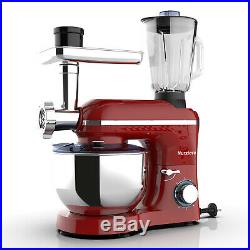 3in1 6 Speed Stand Mixer Tilt-Head with 7QT Bowl Meat Grinder Blender 850W Red