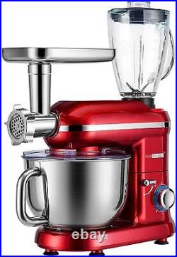 3in1 6Qt Food Stand Mixer 650W 6-Speed Meat Grinder Juice Blender ETL Listed Red