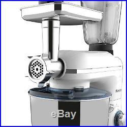 3in1 850W 6 Speeds Tilt-Head Stand Mixer+Meat+Grinder Blender with 7QT Bowl White