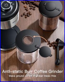 4/2/1Pcs Automatic Burr Mill Coffee Grinder with 2- 12 Custom Grinders, Silver