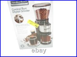 4 oz. Black and Stainless Steel Conical Burr Coffee Grinder with Digital Display