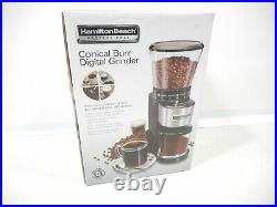 4 oz. Black and Stainless Steel Conical Burr Coffee Grinder with Digital Display