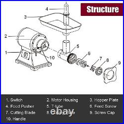 550LB/h Commercial Meat Grinder, 1100W Electric Sausage Stuffer, 193RPM Heavy Duty