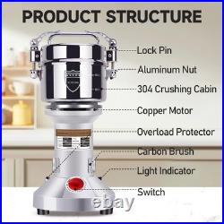 550g Grain Mill Grinder 2000W Electric Stainless Steel Grain Grinder High-Spe