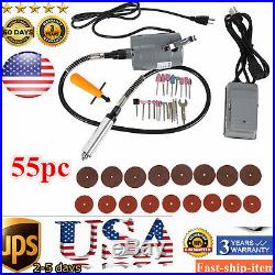55pc Electric Flexible Shaft Die Grinder Rotary Tool Variable Speed Foot Pedal