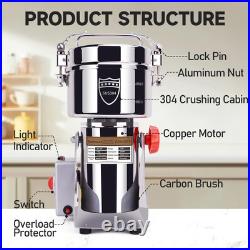 750g Grain Mill Grinder 2800W Electric Stainless Steel Grain Grinder High-Spe