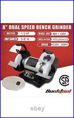 8 Inch Dual Speed Bench Grinder & Buffer, Low High Speed Bench Grinder