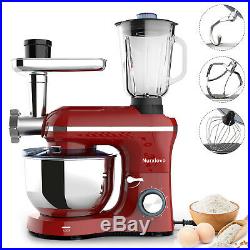 850W 6 Speed Stand Mixer 3 in 1 Tilt-Head with 7QT Bowl Meat Grinder Blender Red