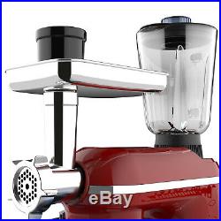 850W 6 Speed Stand Mixer 3 in 1 Tilt-Head with 7QT Bowl Meat Grinder Blender Red