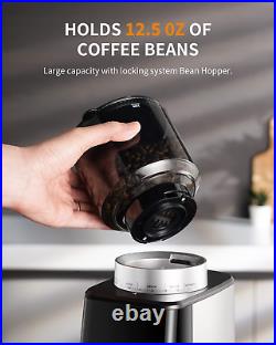 Anti-Static Conical Burr Coffee Bean Grinder for Espresso with Precision Timer