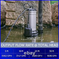 Aquastrong 1HP Sewage Grinder Pump, Stainless Steel, 115V Automatic Float Switch