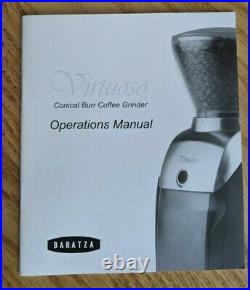 Baratza Virtuoso Conical Burr Grinder, Operations Manual PLUS Many Upgrades