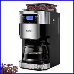 Barsetto Coffee Maker with Grinder 12 Cup Automatic Drip Coffee Machine Black