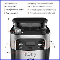 Barsetto Coffee Maker with Grinder 12 Cup Automatic Drip Coffee Machine Black