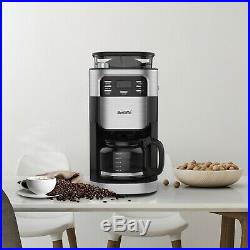 Barsetto Coffee Maker with Grinder 12 Cup Automatic Drip Coffee Machine Black