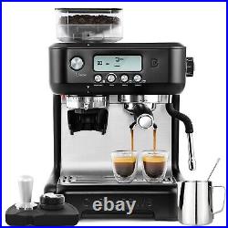 Black Espresso Machine with Grinder Coffee Maker With LCD Display Stainless Steel