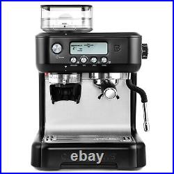 Black Espresso Machine with Grinder Coffee Maker With LCD Display Stainless Steel