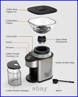 Boly Electric Burr Coffee Grinder Adjustable Burr Mill 19 Settings Stainless St