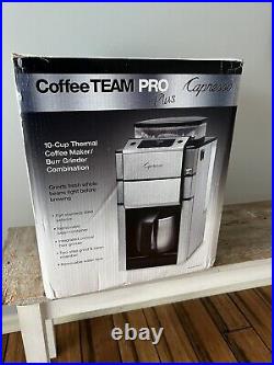Brand New Stainless Capresso 488.05 Team Pro Plus 10-Cup Coffee Grinder & Maker