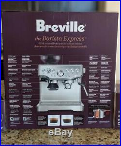 Breville Barista Express BES870XL Espresso Machine, Silver, grinder & steam wand