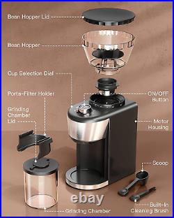 Burr Coffee Grinder, Stainless Steel Coffee Grinder Electric with 35 Grind Setti