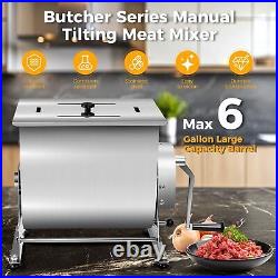 Butcher Series Stainless Steel 35 lb / 6 Gallon Manual Tilting Meat Mixer