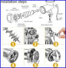 CAM2 304 Stainless Steel Heavy Duty Manual Meat Grinder #10 10#, Silver