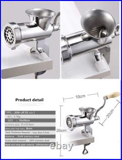 CAM2 304 Stainless Steel Heavy Duty Manual Meat Grinder #10 Clamp-On Hand Grinde