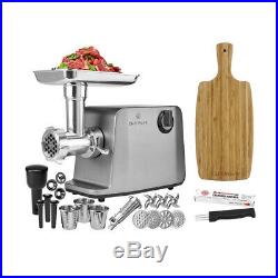 ChefWave 1800W Electric Meat Grinder Max 3-Speed, Stainless Steel + Accessories