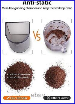 Coffee Grinder Electric, Burr Stainless Steel Bean Blender Timer, Espresso, Drip