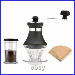 Coffee Grinder Manual Portable Mini Hand Mill 1 To 2 Cups With Paper Filter Set